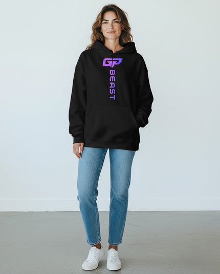 GYM PANTHERS black Beast Elite hoodie with a purple and blue gradient logo on the chest.