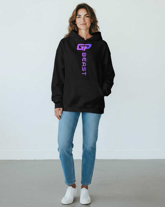 GYM PANTHERS black Beast Elite hoodie with a purple and blue gradient logo on the chest.