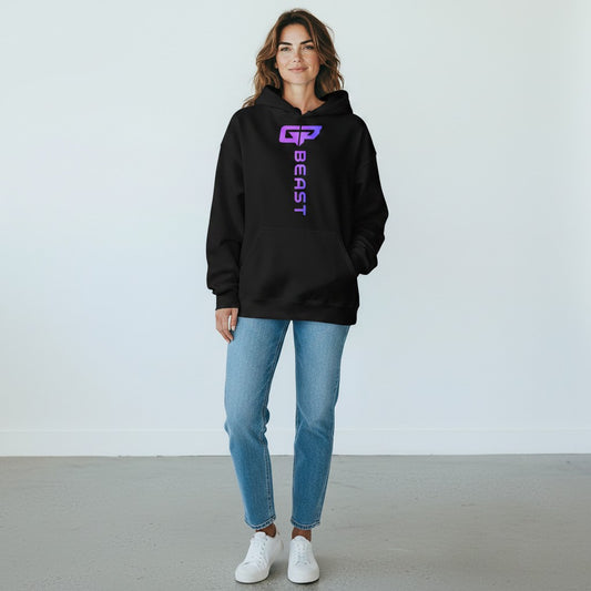 GYM PANTHERS black Beast Elite hoodie with a purple and blue gradient logo on the chest.