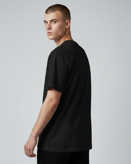 GYM PANTHERS black 100% combed and ring-spun cotton t-shirt with crew neck and short sleeves, ideal for workouts.