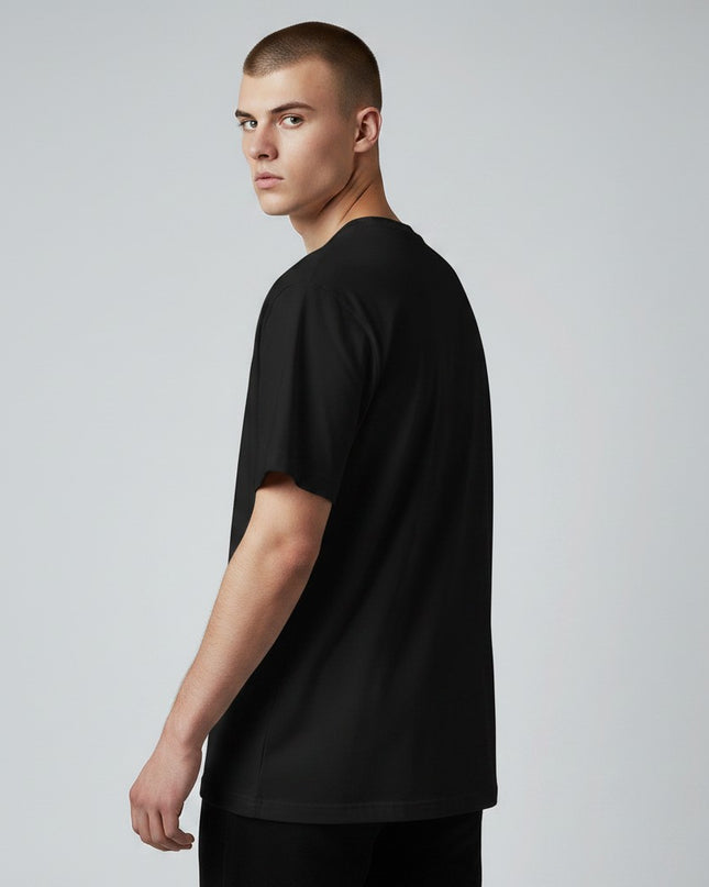GYM PANTHERS black 100% combed and ring-spun cotton t-shirt with crew neck and short sleeves, ideal for workouts.