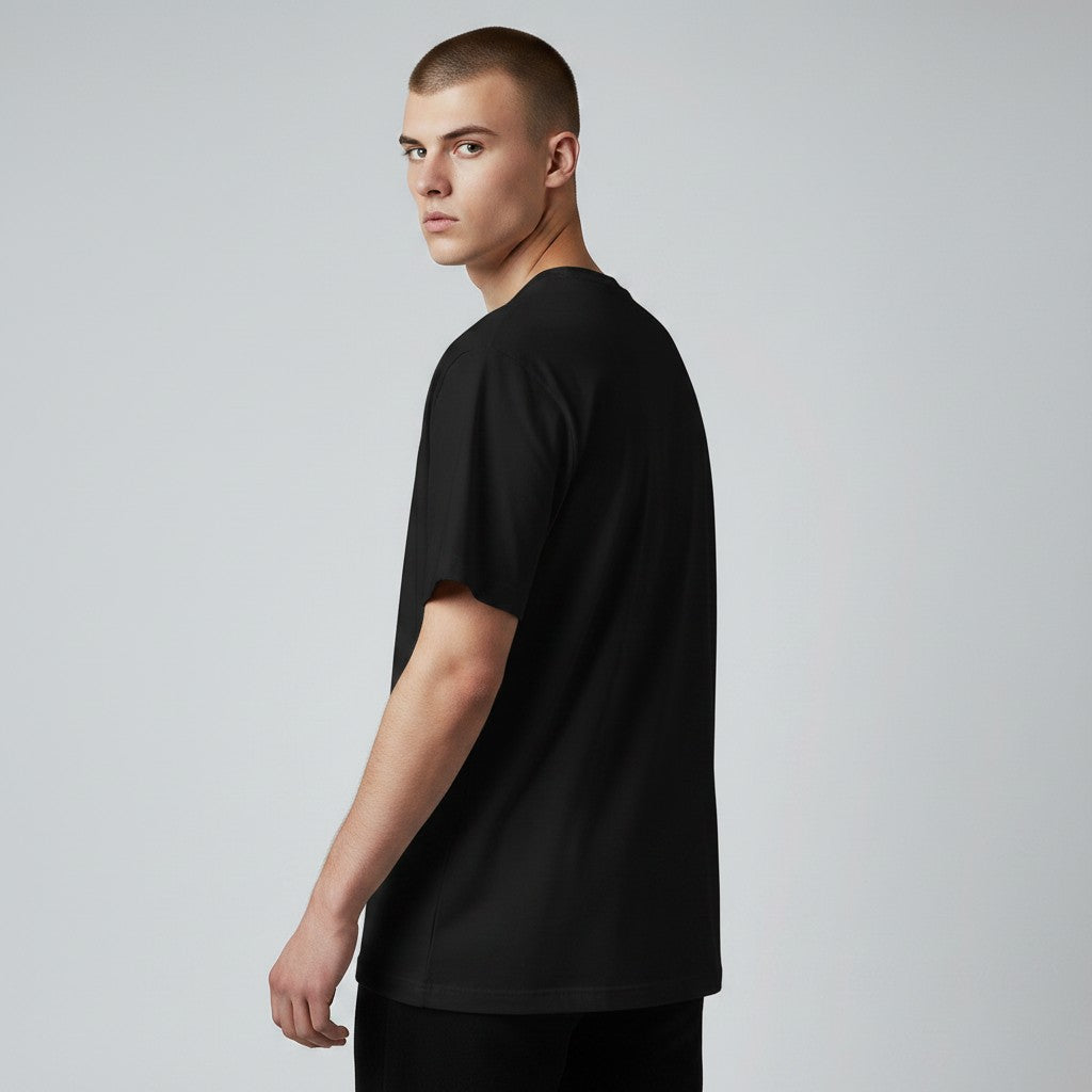 GYM PANTHERS black 100% combed and ring-spun cotton t-shirt with crew neck and short sleeves, ideal for workouts.