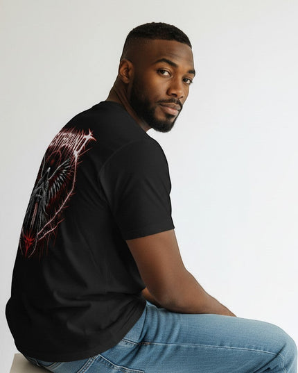 GYM PANTHERS black cotton t-shirt with 'Deathbound' graphic featuring a winged figure holding a sword.