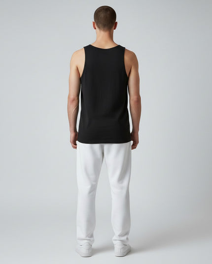 GYM PANTHERS black combed and ring-spun cotton Beast Elite Tank top for men, athletic fit, lightweight and breathable.