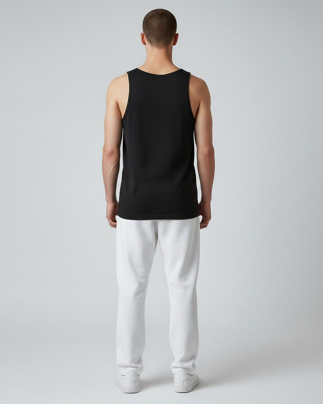 GYM PANTHERS black combed and ring-spun cotton Beast Elite Tank top for men, athletic fit, lightweight and breathable.