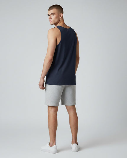 GYM PANTHERS Men's classic navy blue cotton tank top, ideal for workouts and casual wear.