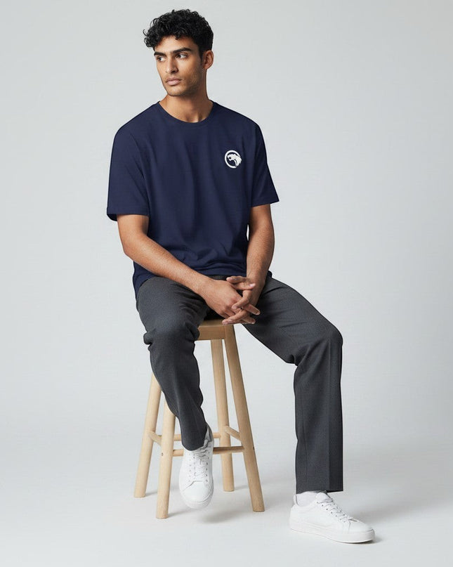 GYM PANTHERS navy blue 100% cotton t-shirt with white panther logo on chest. Designed for performance and everyday wear.