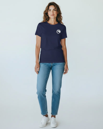 GYM PANTHERS navy blue 100% combed ring-spun cotton t-shirt with white panther logo on chest. Crew neck, short sleeves.
