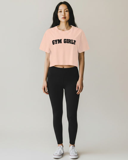 GYM PANTHERS light pink cotton blend crop top with black
