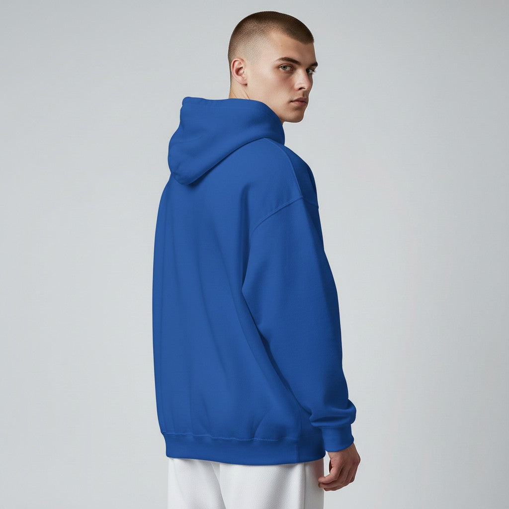 GYM PANTHERS Men's royal blue essential hoodie with double-lined hood and matching drawcord.