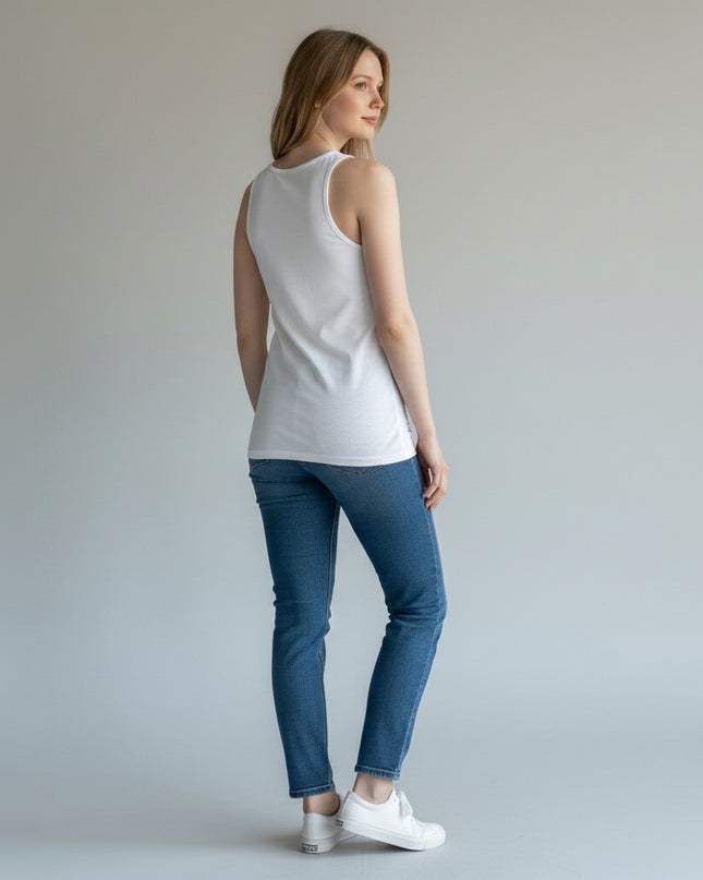 GYM PANTHERS white 100% combed and ringspun cotton classic tank top for women, lightweight and breathable for workouts or casual wear.