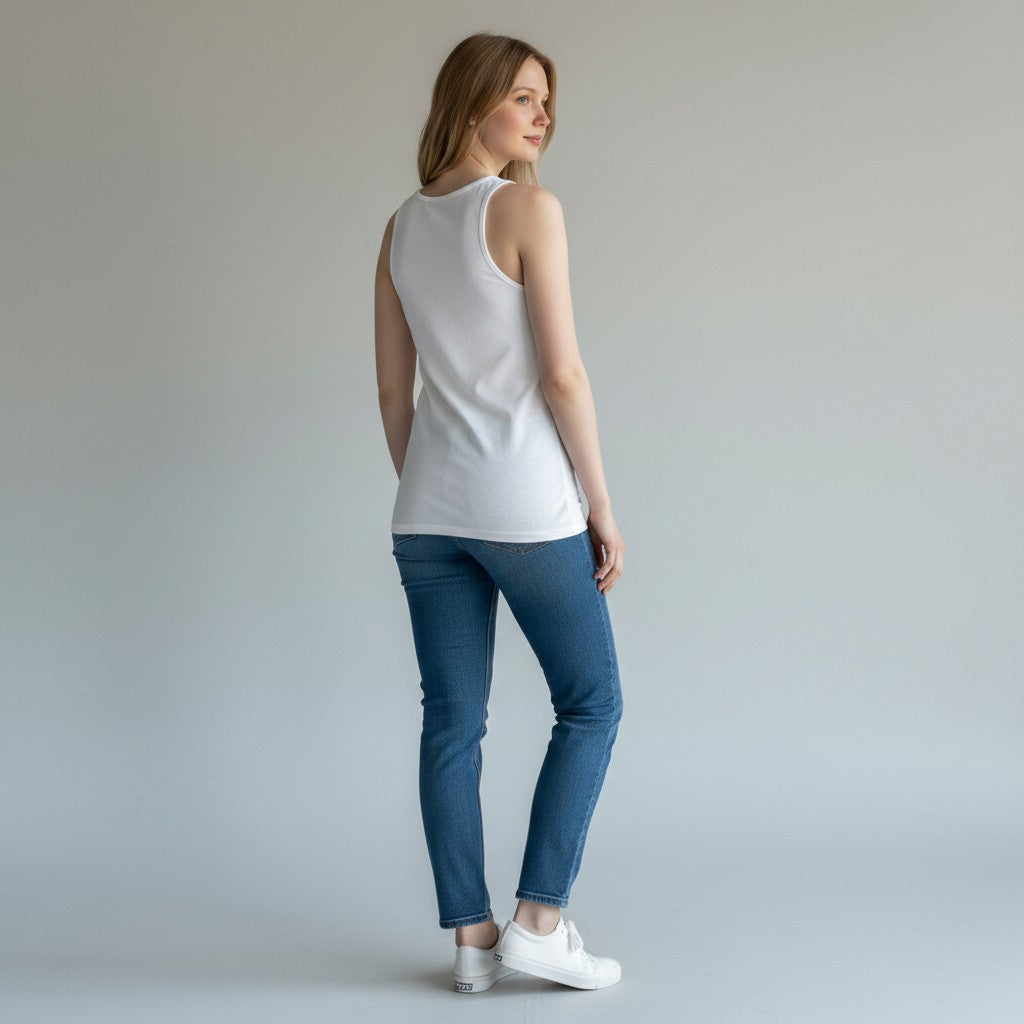 GYM PANTHERS white 100% combed and ringspun cotton classic tank top for women, lightweight and breathable for workouts or casual wear.