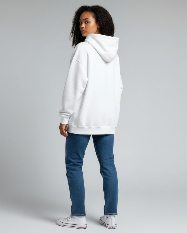 GYM PANTHERS white premium cotton blend women's hoodie with double-lined hood and pouch pocket.