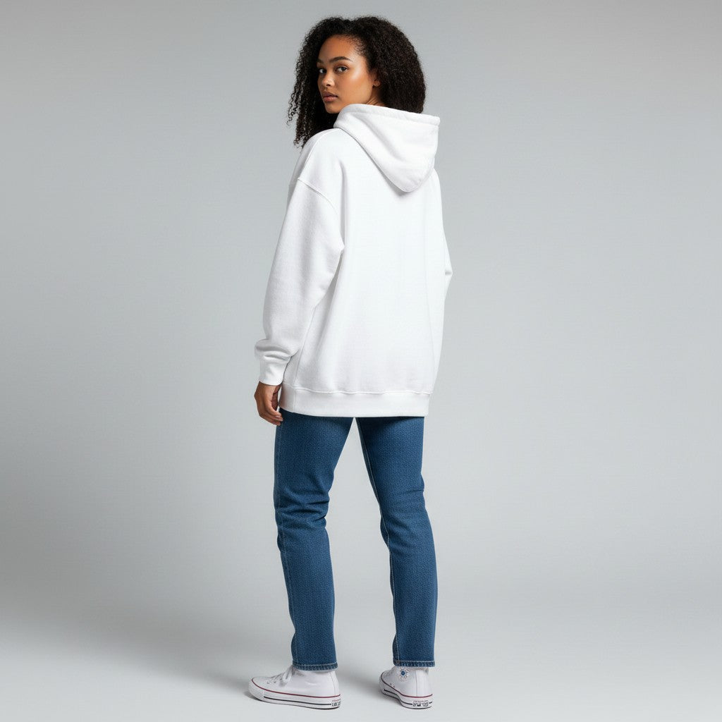 GYM PANTHERS white premium cotton blend women's hoodie with double-lined hood and pouch pocket.