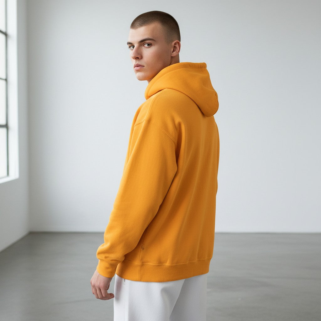 GYM PANTHERS Gravix Hoodie in bright yellow, made from a soft cotton blend, perfect for casual wear or training.