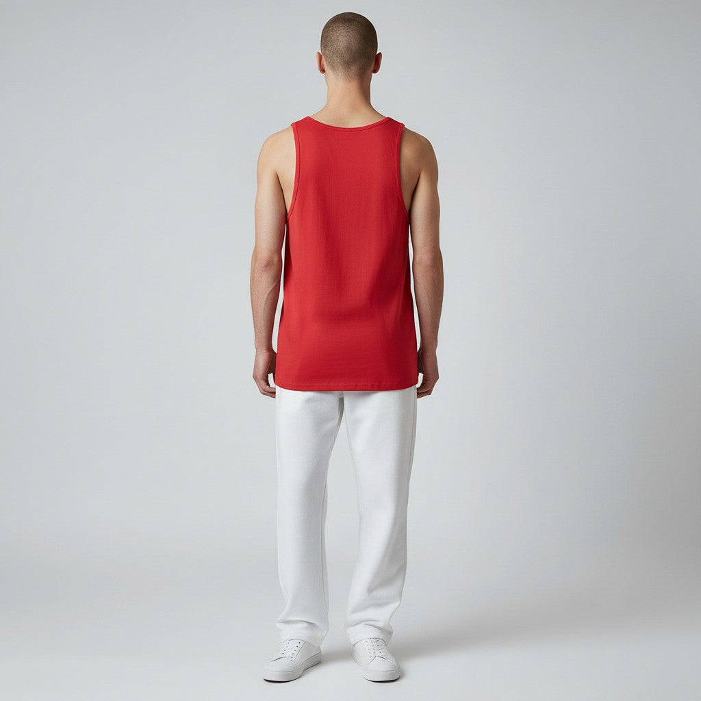 GYM PANTHERS Beast Elite Tank in red, made from soft combed and ring-spun cotton for breathable comfort and freedom of movement.