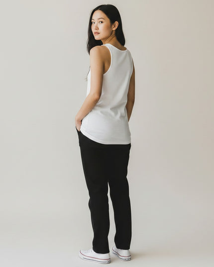 GYM PANTHERS white 100% cotton women's tank top, ideal for workouts or casual wear.