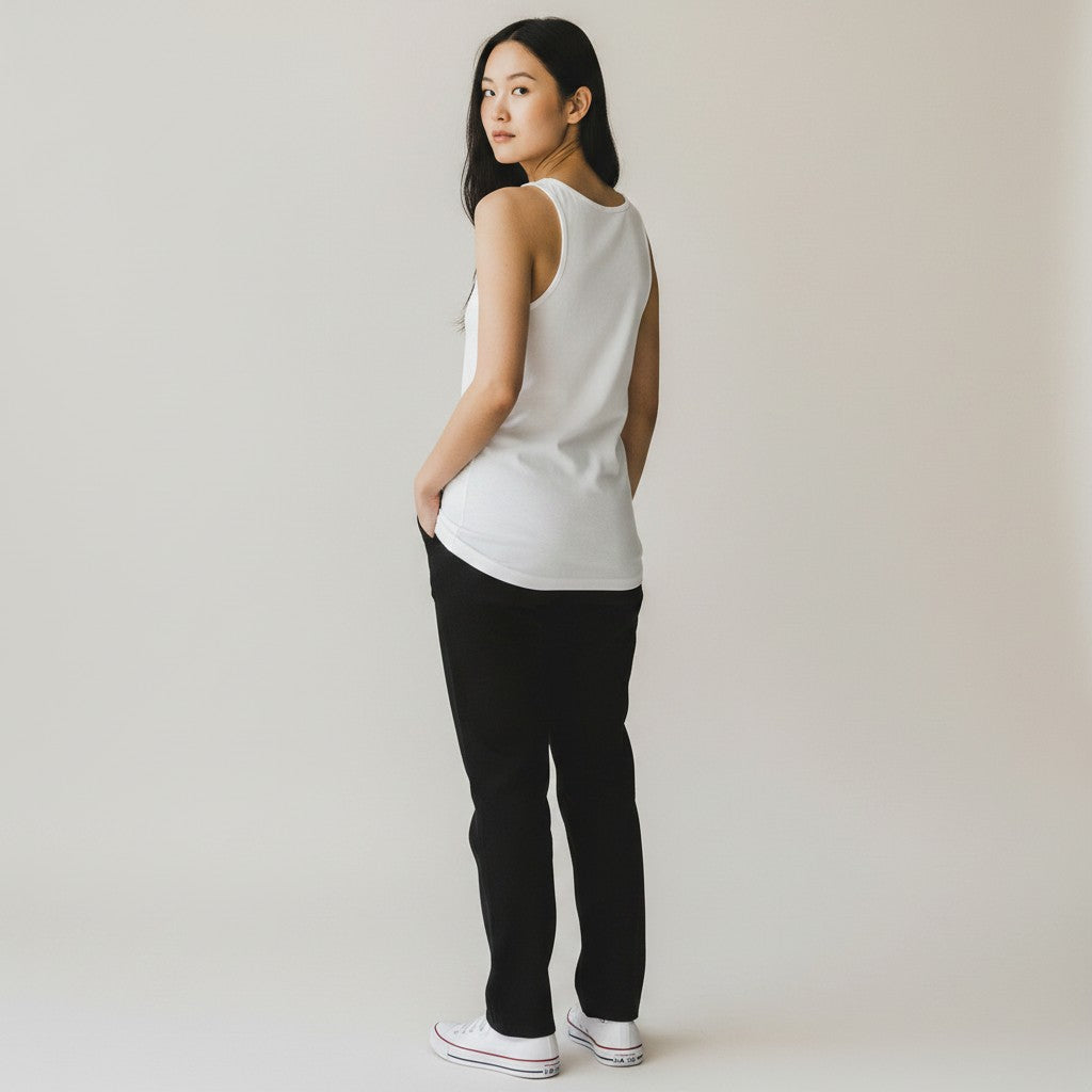 GYM PANTHERS white 100% cotton women's tank top, ideal for workouts or casual wear.